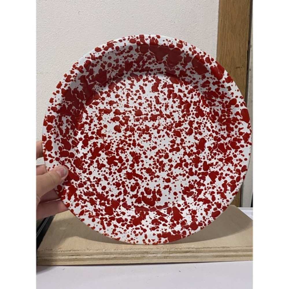 Red Enamel Ware Red Spotted‎ Bowl Vintage Retro Mid Century
